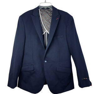 Tazzio Mens Navy Blue Blazer Sport Coat Slim Fit Bespoke Tailored Sz Medium